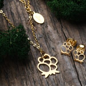 zestaw malina moroszka srebro pozłacane kolczyki i naszyjnik